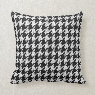 Cojín Decorativo houndstooth blanco y negro con color de acento