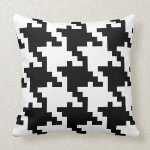 Cojín Decorativo Houndstooth blanco y negro gigante