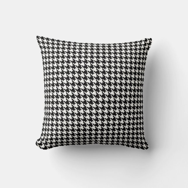 Cojín Decorativo Houndstooth moderno negro en Emporiomoffa (Anverso)