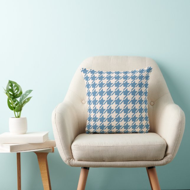 Cojín Decorativo Houndstoth 2Way Blue+Crema Gran Patrón (Silla)