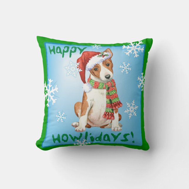 Cojín Decorativo Howliday feliz Basenji (Anverso)