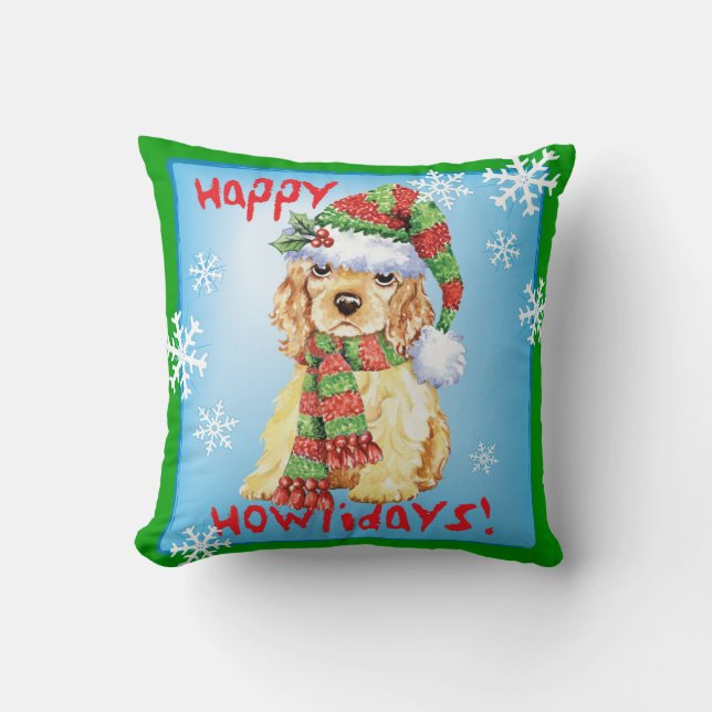 Cojín Decorativo Howliday feliz cocker spaniel (Anverso)