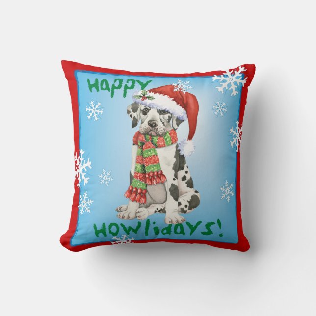 Cojín Decorativo Howliday feliz great dane (Anverso)