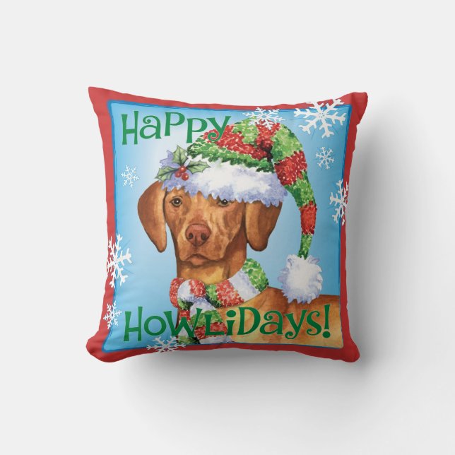 Cojín Decorativo Howlidays feliz Vizsla (Anverso)