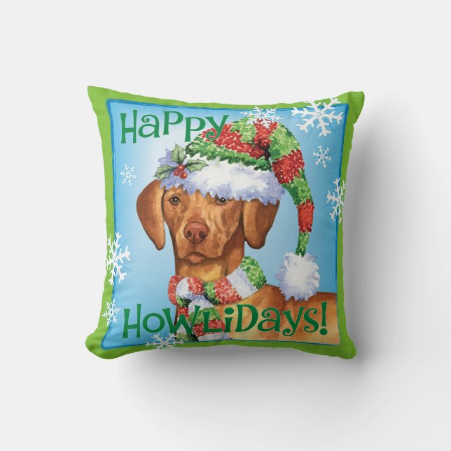 Cojín Decorativo Howlidays feliz Vizsla (Anverso)