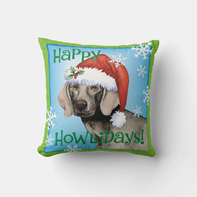 Cojín Decorativo Howlidays feliz Weimaraner (Anverso)
