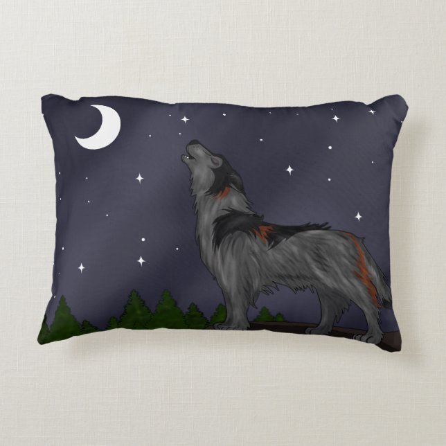Cojín Decorativo Howling Wolf (Gris) (Reverso)