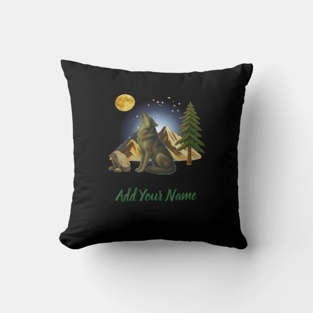 Cojín Decorativo Howling Wolf Throw Pillow (Anverso)