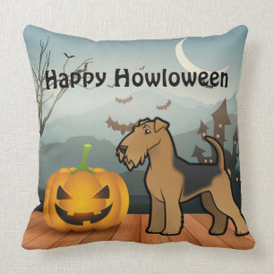 Cojín Decorativo Howloween feliz Airedale Terrier