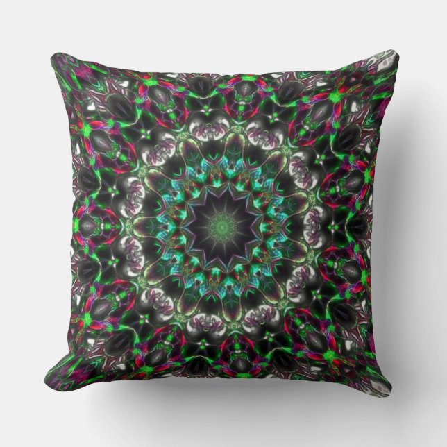 Cojín Decorativo Hue luminoso en oscuro en caleidoscopio al estilo  (Anverso)