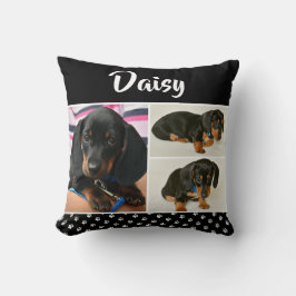 Cojín Decorativo Huella de Collage de fotos de Black Dog Pet Lover
