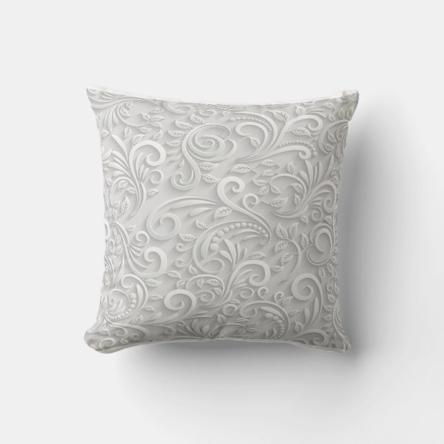 Cojín Decorativo huella de flor blanca (Anverso)