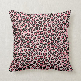Cojín Decorativo huella de leopardo rosa y negro de moda