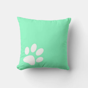 Cojín Decorativo huella de pata de mascota azul verde azul claro de