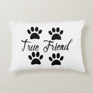 Cojín Decorativo Huella de pata de perro Amigos verdaderos Texto
