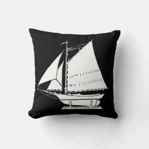 Cojín Decorativo huella de silueta de barco de vela