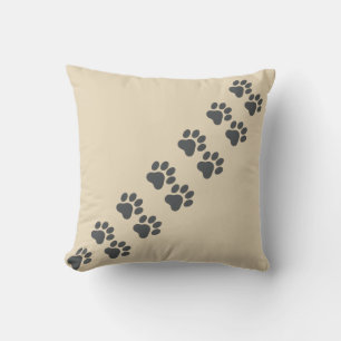 Cojín Decorativo Huellas de Garra de Gato sobre Textura de Lino Bei