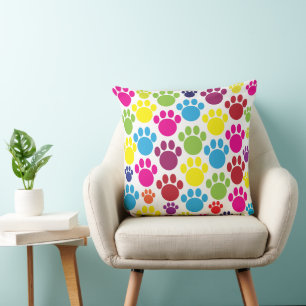 Cojín Decorativo Huellas de patas de animales coloridos