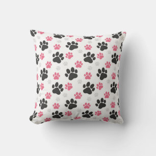 Cojín Decorativo Huellas de patas de Black Pink Dueño de perro Aman