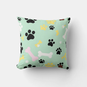 Cojín Decorativo Huellas de patas de perro huesos patrón