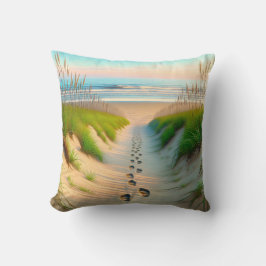 Cojín Decorativo Huellas de playa en arena