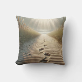 Cojín Decorativo Huellas De Playa En Arena Con Vigas De Sol