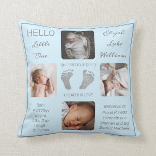 Cojín Decorativo Huellas múltiples foto azul nacimiento Keepsake