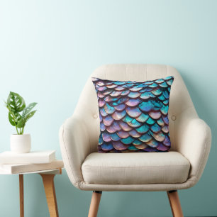 Cojín Decorativo Hues encantados: Allure of Pastel Mermaid Scales
