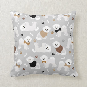 Cojín Decorativo Huesos de Bichon Frise y gris