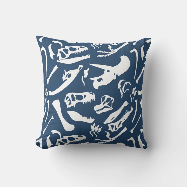 Cojín Decorativo Huesos de dinosaurio (azules) (Anverso)