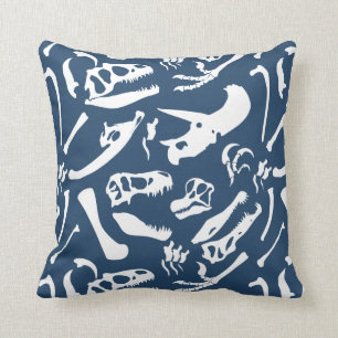 Cojín Decorativo Huesos de dinosaurio (azules)