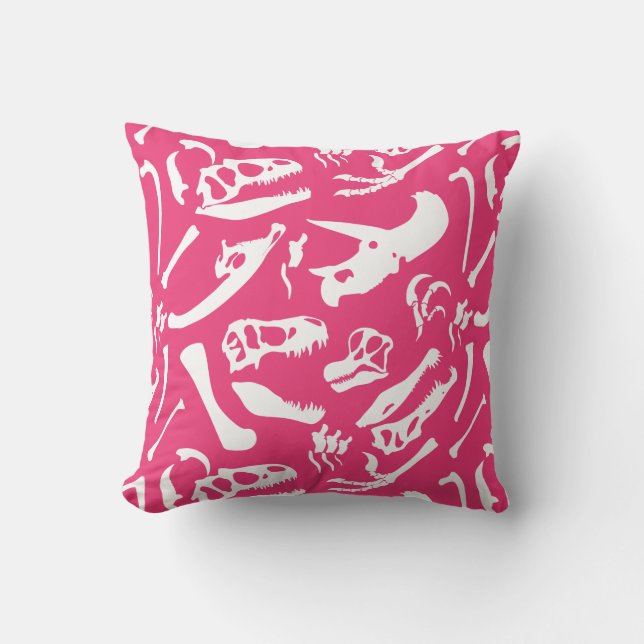 Cojín Decorativo Huesos de dinosaurio (rosa) (Anverso)