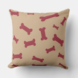 Cojín Decorativo Huesos de Perro para Todos - Huesos Rojo Oscuro so