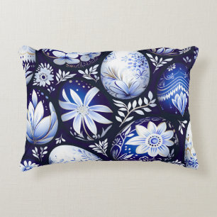 Cojín Decorativo Huevo de Pascua Floral Azul Escandinavo de Primave