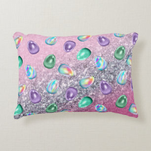 Cojín Decorativo Huevo de Pascua Pink Purple Tie Dye Purpurina Glam