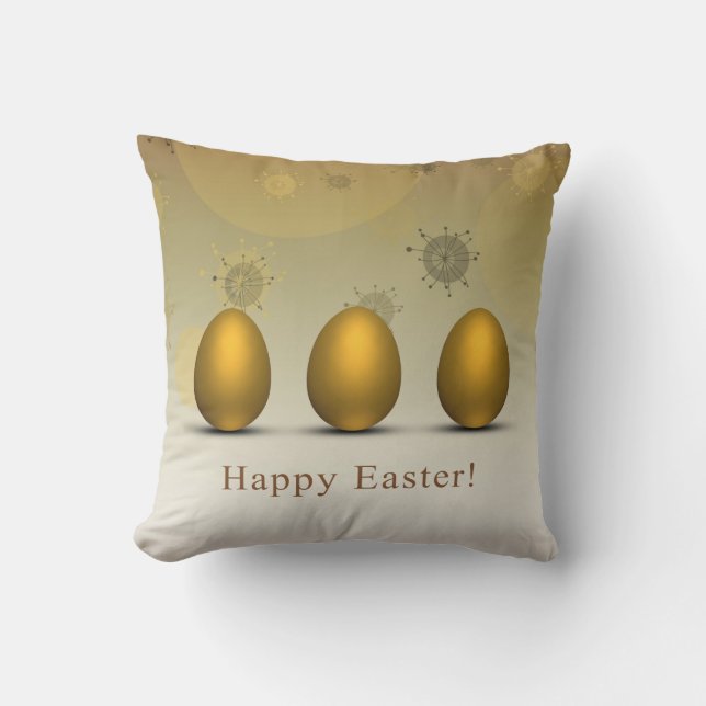 Cojín Decorativo Huevos de Pascua de oro modernos (Anverso)