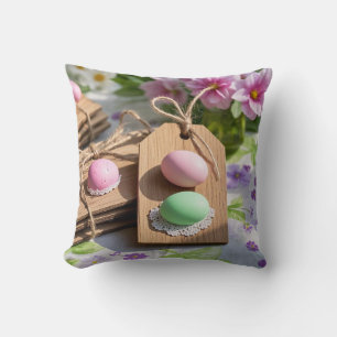 Cojín Decorativo Huevos de Pascua en mesa de jardín