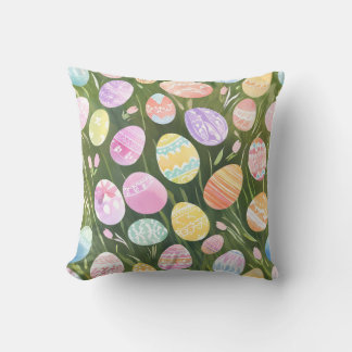 Cojín Decorativo Huevos de Pascua Pastel | Hermosa Acuarela de Prim