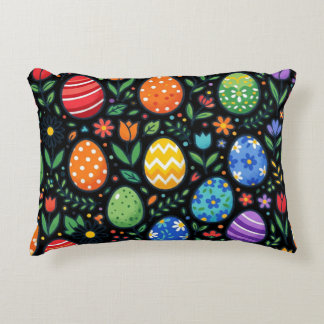 Cojín Decorativo Huevos de Pascua y Flores Arcoíris