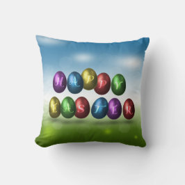 Cojín Decorativo Huevos felices de Pascua coloridos