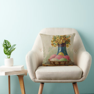Cojín Decorativo Huevos Flores Canasta Pascua Antigua