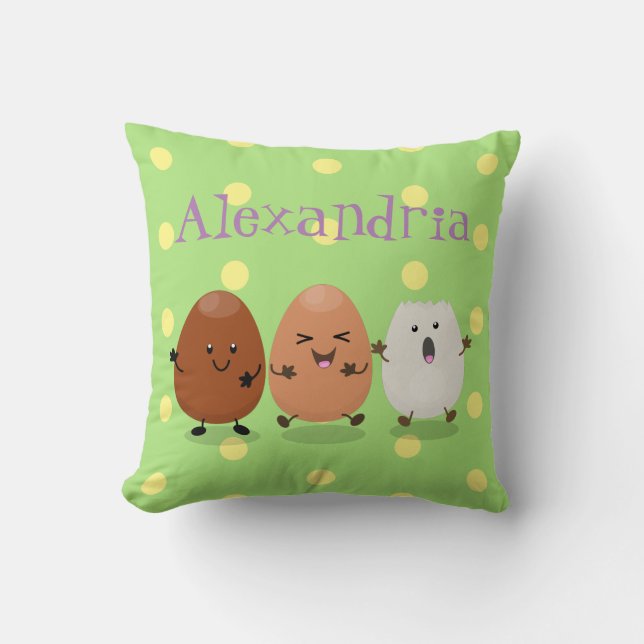 Cojín Decorativo Huevos kawaii lindo ilustracion personalizado dive (Anverso)