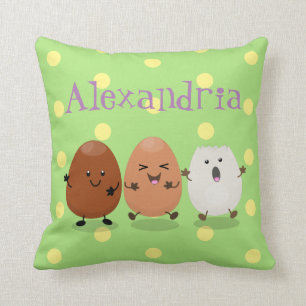 Cojín Decorativo Huevos kawaii lindo ilustracion personalizado dive