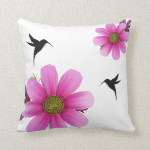 Cojín Decorativo Humingbird y cosmos