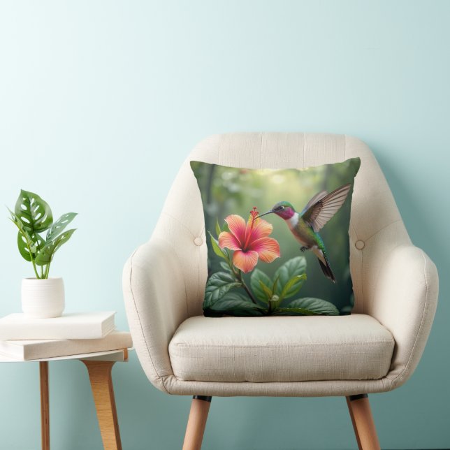 Cojín Decorativo Hummingbird a un hibiscus (Silla)