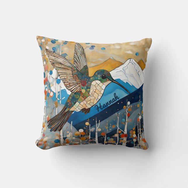 Cojín Decorativo Hummingbird Art Nouveau (Anverso)