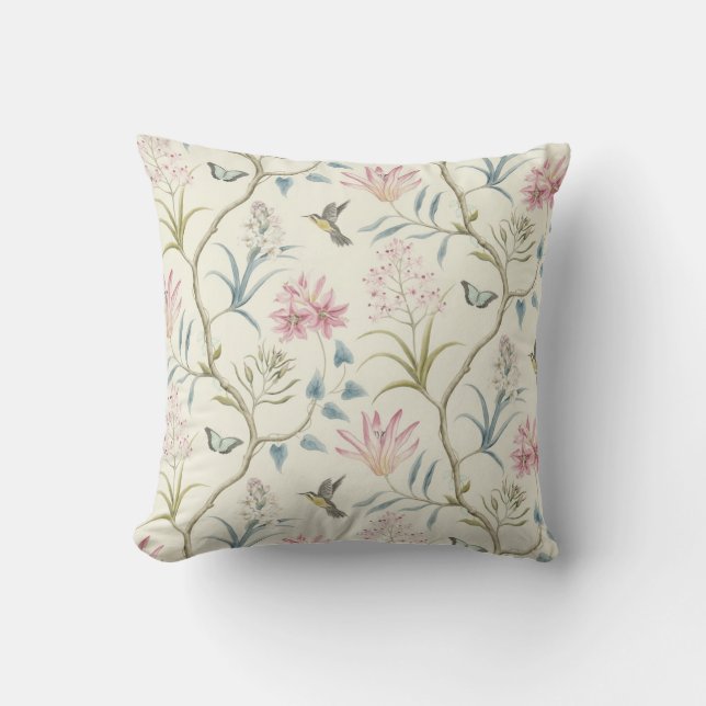 COJÍN DECORATIVO HUMMINGBIRD & BUTTERFLIES PILLOW (Anverso)