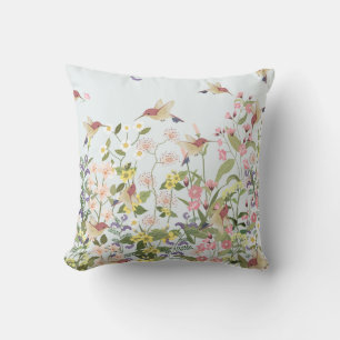 Cojín Decorativo Hummingbird Floral Garden Vintage Ilustracion