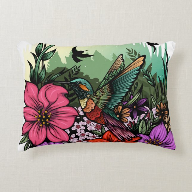 Cojín Decorativo Hummingbird Garden (Anverso)