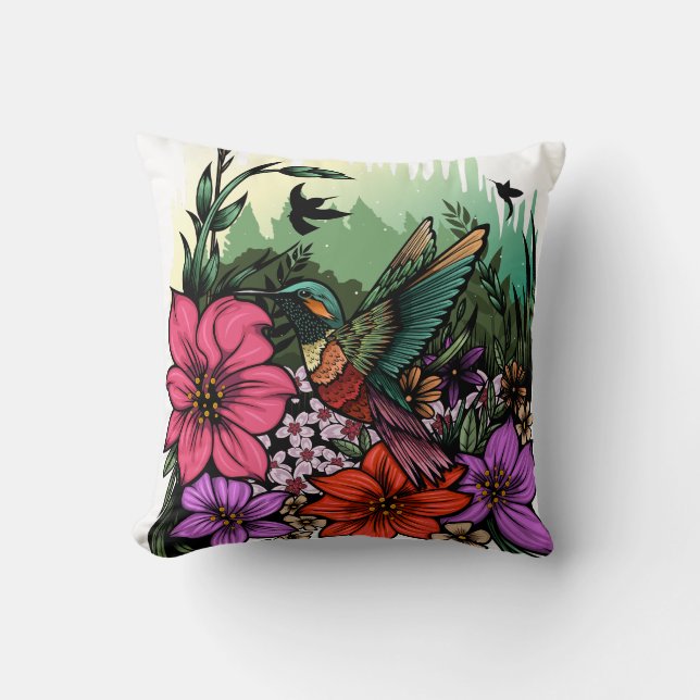 Cojín Decorativo Hummingbird Garden (Anverso)